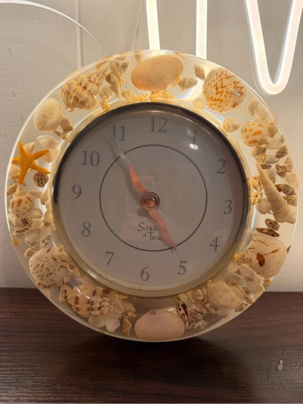Sands of Time Seashell Wall Clock in White and Cream